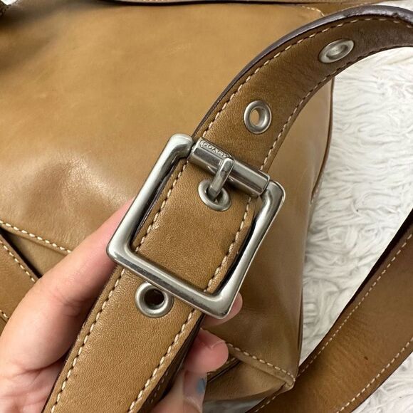 COACH Vintage Light Tan Leather Legacy Drawstring Backpack Bag 9569 small - Picture 5 of 11